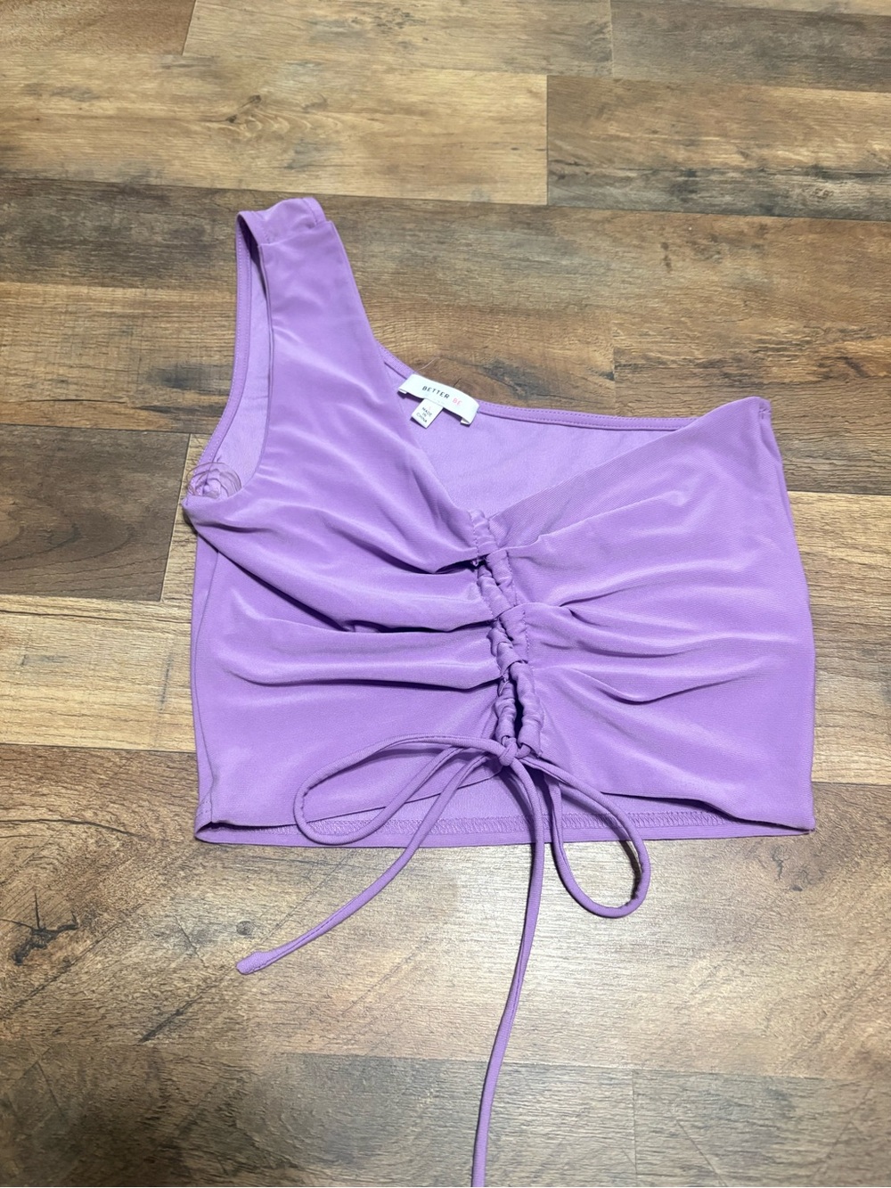 Better Be Lavender Purple One Shoulder Ruched Drawstring Crop Top Size S Y2K